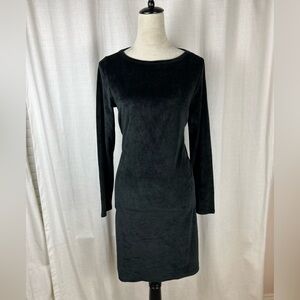 J. Jill Elegant‎ Black Velvet Long Sleeve Midi Dress